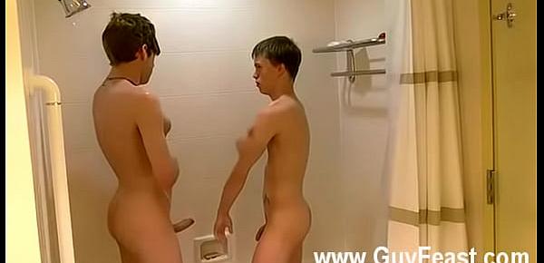  Gay XXX William and Damien get into the shower together for a little